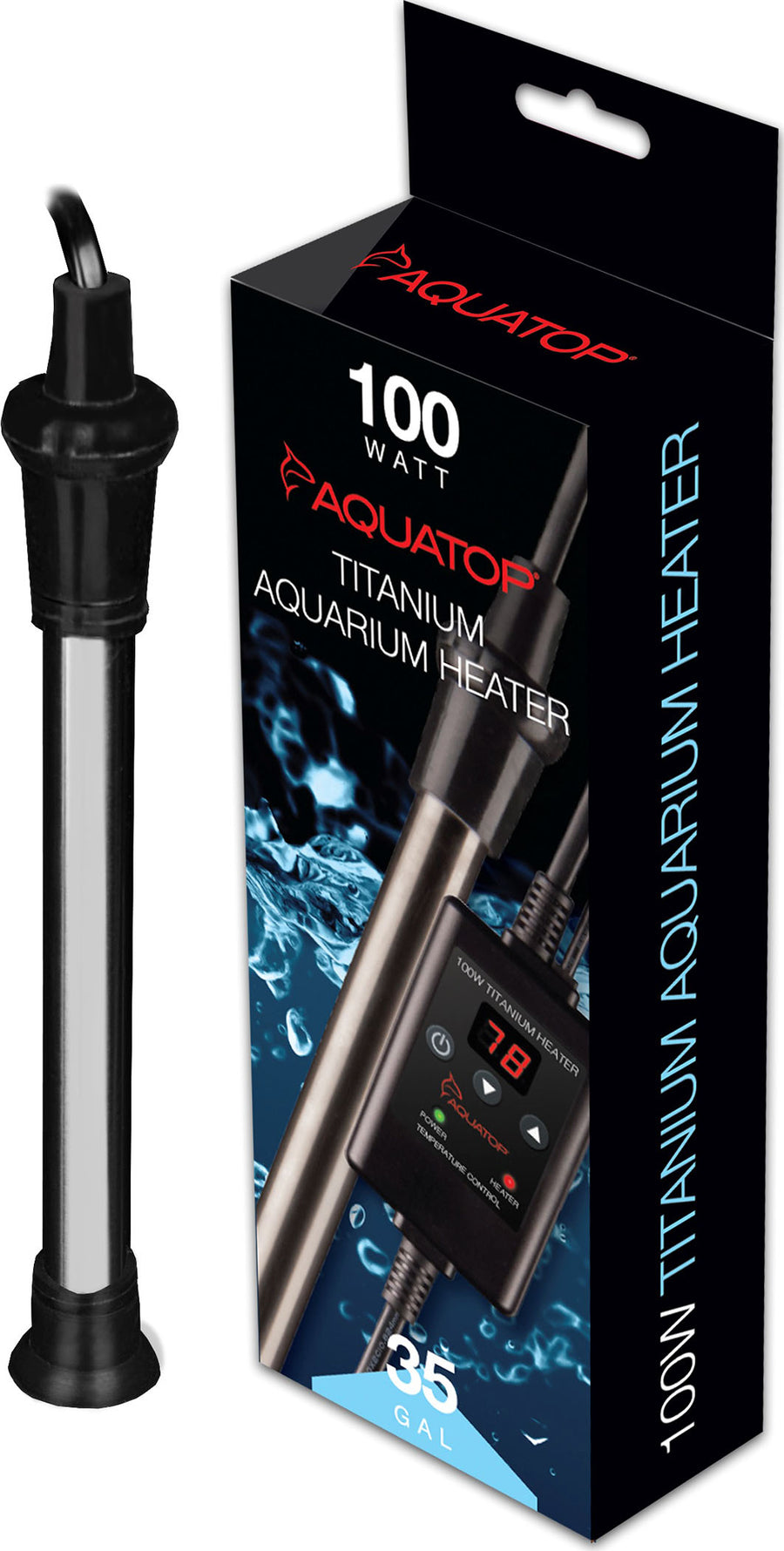 Aquatop Titanium Submersible Heater W/Controller, 100 Watt