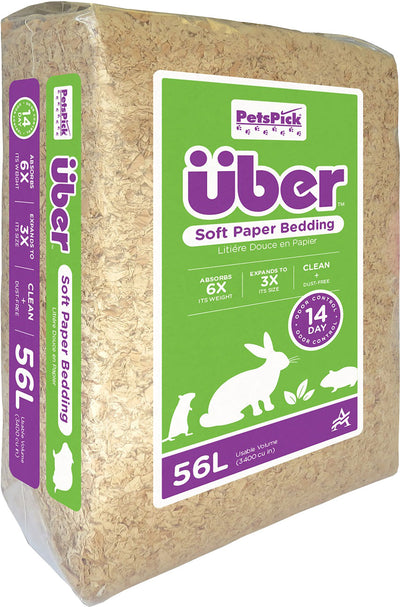 Uber Soft Paper Pet Bedding, Natural, 56 l - Specialty