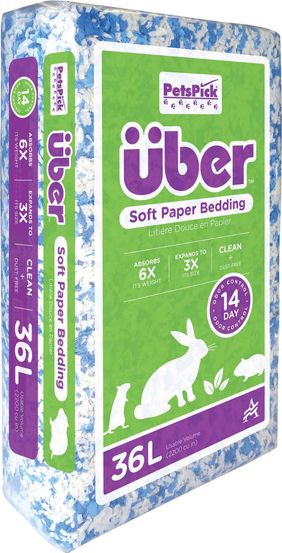 Uber Soft Paper Pet Bedding, Blue/White, 36 l - Specialty