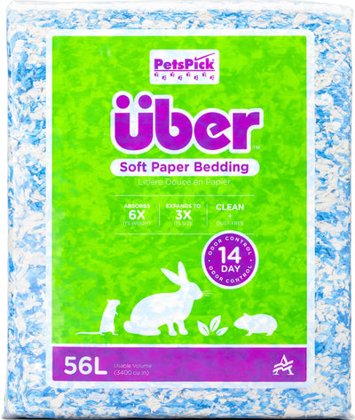 Uber Soft Paper Pet Bedding, Blue/White, 56 l - Specialty