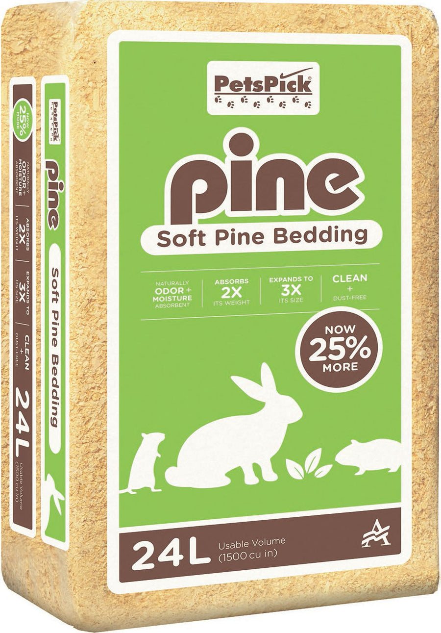 Pets Pick Kiln Dried Soft Pine Bedding, Pine, 24 l