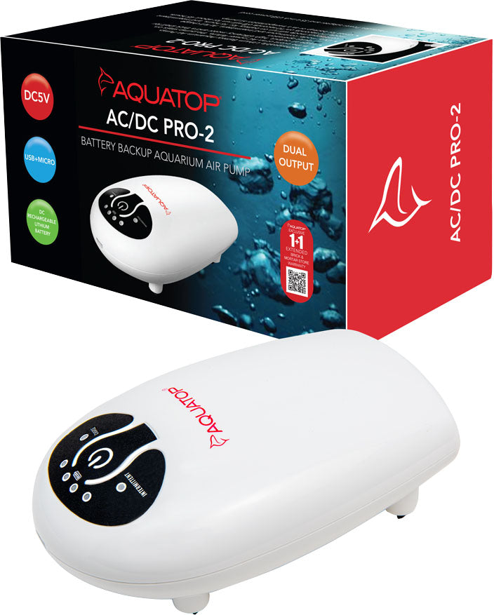 Aquatop AC/DC Pro 2 Air Pump Dual - Rechargeable Backup, Dual - Air Pumps