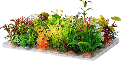 Aquatop Weighted Aquarium Plant Pack, 3-4in-24pk - Plastic Plants