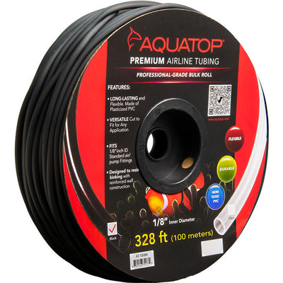 Aquatop Airline Tubing, Black, 328 ft x 1/8in - Rigid Tubing