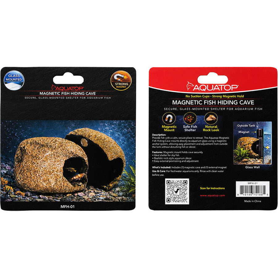 Aquatop Magnetic Fish Hideaway Aquarium Cave, 4.5x3.5x3.5 in - Resin