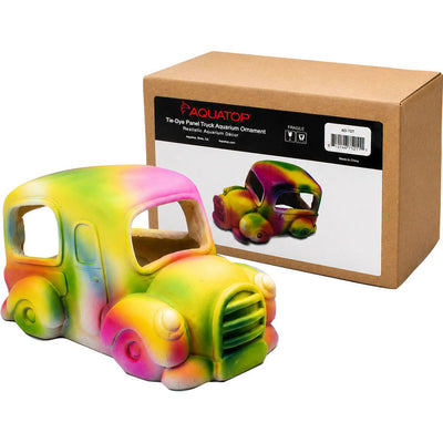 Aquatop Tie-Dye Panel Truck Aquarium Ornament, 5.3x3.7x3.3 in - Resin