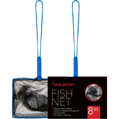 Aquatop Aquarium Fish Net Med Mesh, 8 in 15 in Handle - Nets