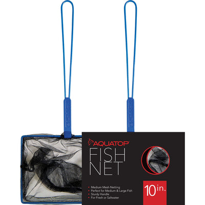 Aquatop Aquarium Fish Net Med Mesh, 10 in 15 in Handle - Nets