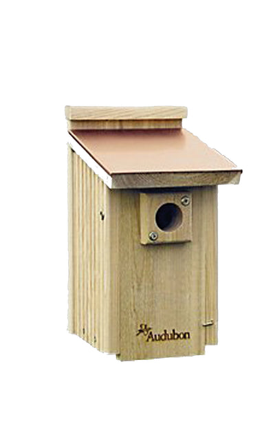 Audubon Coppertop Cedar Bluebird House, Tan/Copper, 8.2x6.7x12.7 in - Houses-Bird