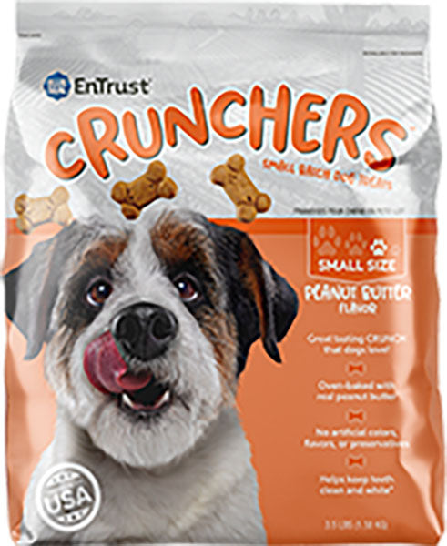Blue Seal Entrust Crunchers Small Batch Dog Treats, Peanut Butter, SM - 3.5 lb - Edible Bones & Biscuits