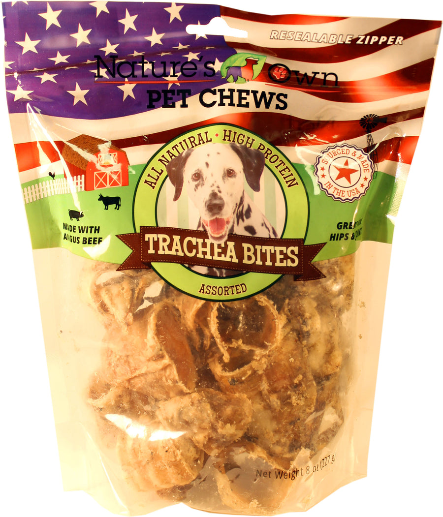 Nature's Own USA Trachea Bites, Beef, 8 oz - Rawhide/ Body Parts