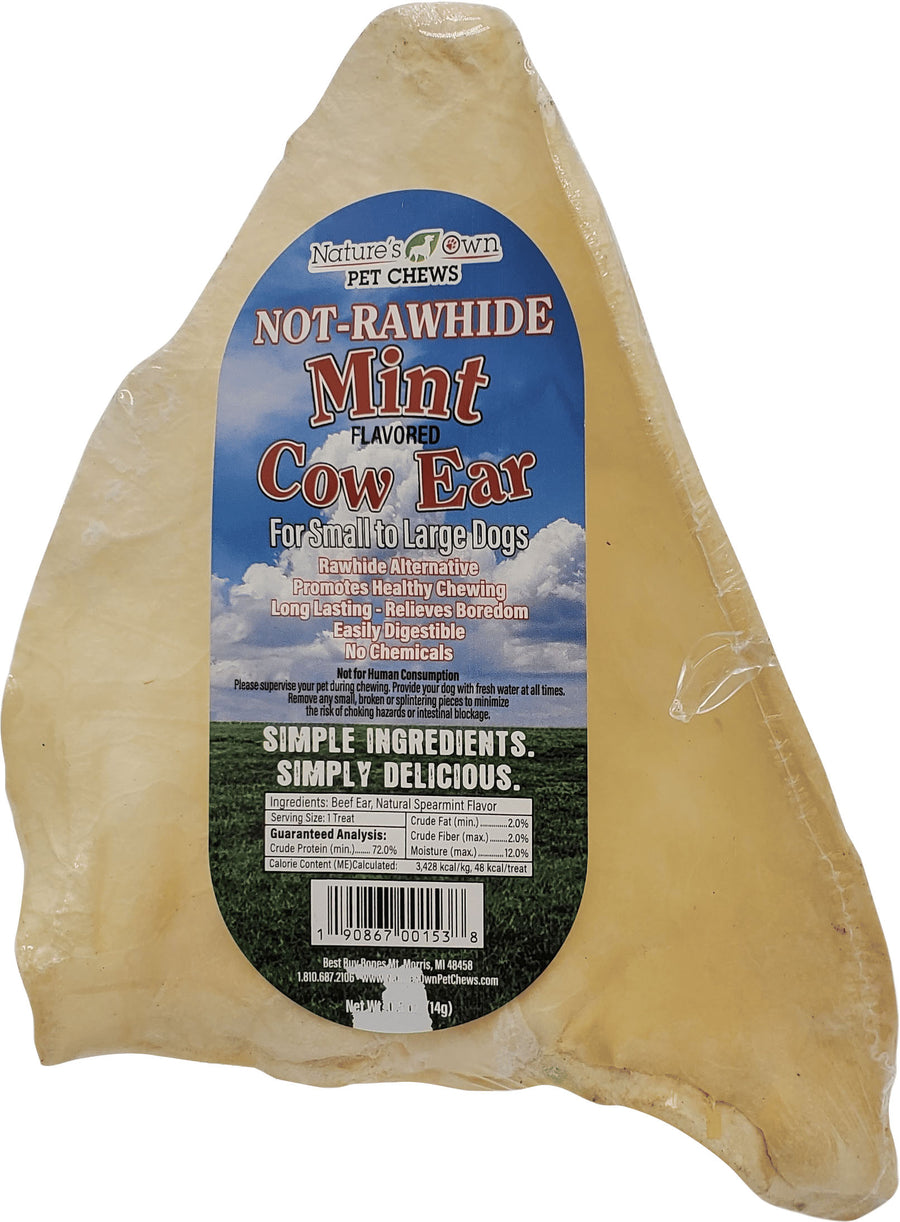 Nature's Own USA Cow Ears Shrink Wrapped, Mint, LG - Rawhide/ Body Parts