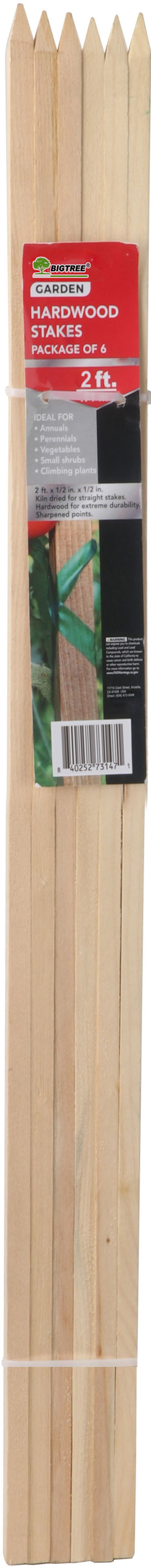 Bigtree Packaged Hardwood Stakes, 2 ft-6 pk - Stakes and Supports