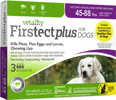 Vetality Firstect Plus for Dogs, 45-88 lb-3 pk - Topicals