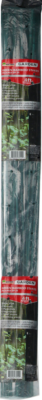 Bigtree Packaged Bamboo Stakes, Green, 4 ft-25 pk - Stakes and Supports