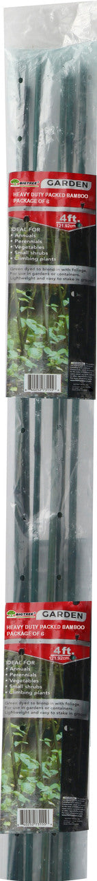 Bigtree Packaged Bamboo Stakes, Green, 4 ft-6 pk - Stakes and Supports