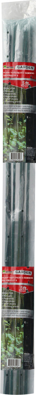 Bigtree Packaged Bamboo Stakes, Green, 5 ft-6 pk - Stakes and Supports