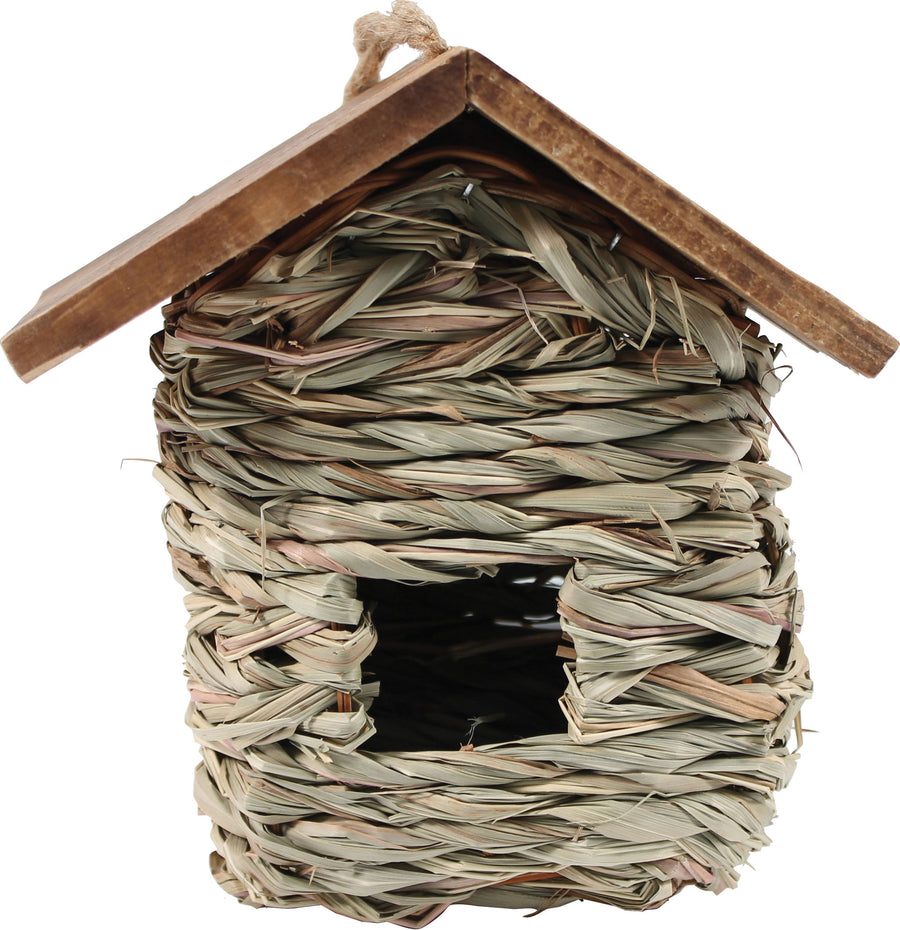 Songbird Essentials Hanging Grass Roosting Pocket W/Roof, 11 in - Houses-Bird
