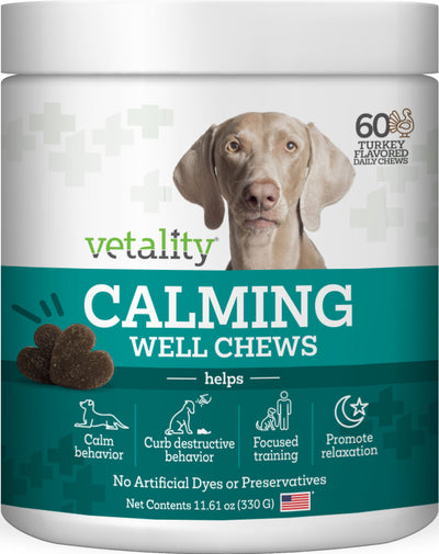 Vetality Calming Well Chews for Dogs, Chicken, 60 pc - Anxiety Relief