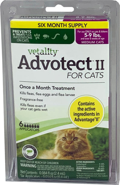 Vetality Advotect II Flea and Tick for Cats, 5-9 lb-6 pk - Topicals