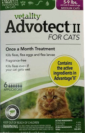 Vetality Advotect II Flea and Tick for Cats, 9+lb-6 pk - Topicals