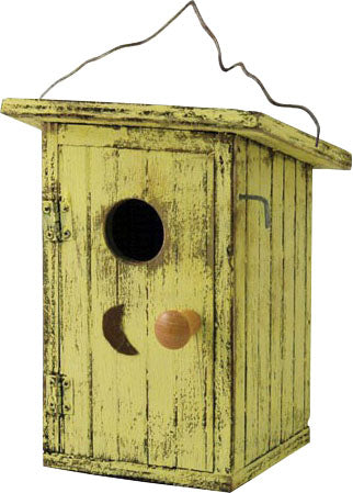 Songbird Essentials Birdie Loo Bird House, Yellow, 3.9x4.9x7.3 in - Houses-Bird