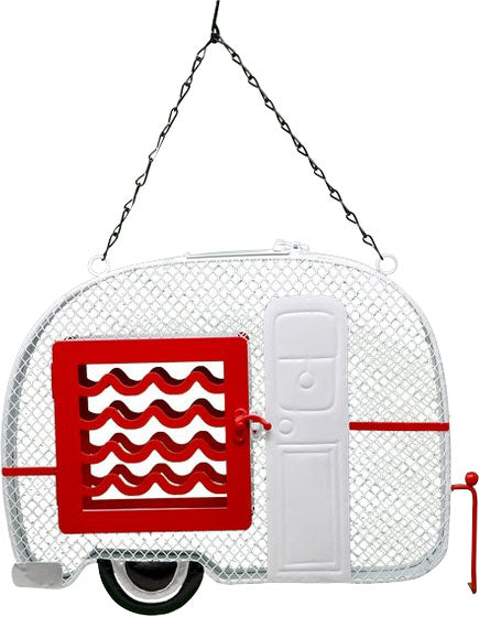 Gift Essentials Cozy Camper Mesh Seed & Suet Feeder, White/Red, 5 Cup Cap - Magnum/Mesh Feeders
