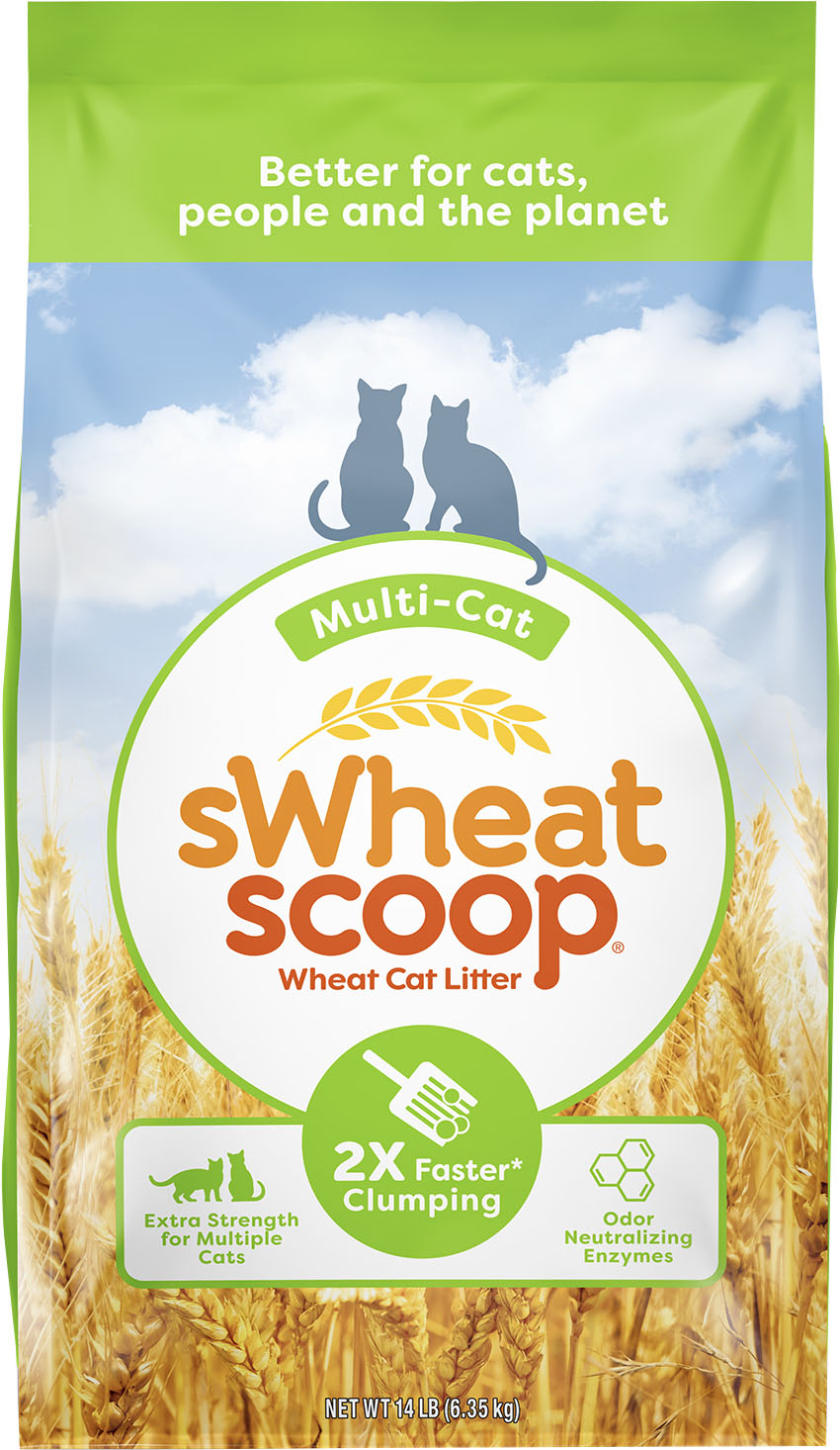Swheat Scoop Multi-Cat Clumping Cat Litter, Wheat, 14 lb - Alternative