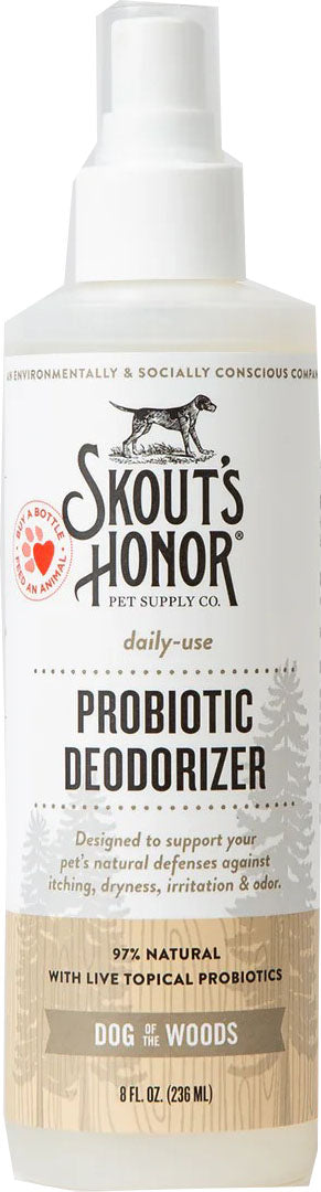 Skouts Honor Probiotic Daily Deodorizer Dog Spray, Sandalwood/Vanilla, 8 oz - Shampoos & Wipes