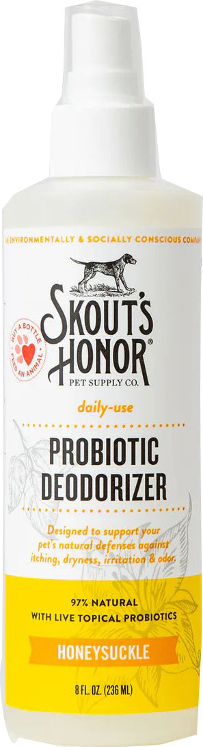 Skouts Honor Probiotic Daily Deodorizer Dog Spray, Honeysuckle, 8 oz - Shampoos & Wipes