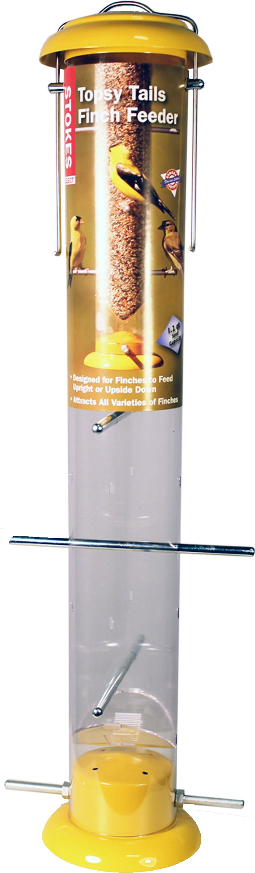 More Birds Tube Topsy Tails Finch Feeder, Yellow, 1.5 lb Cap - Tube Type Feeders Thistle