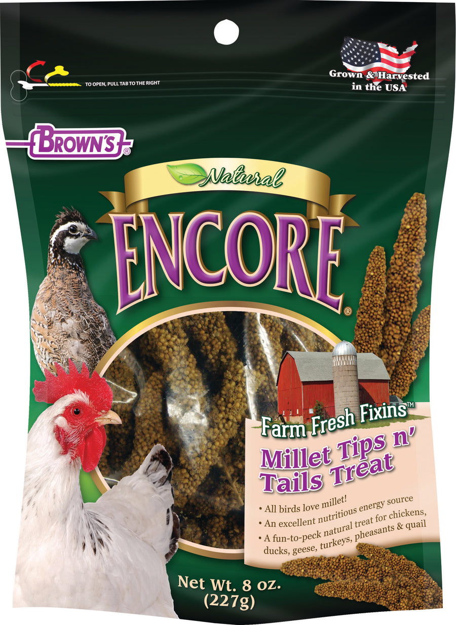 Brown's Encore Natural Millet Tips n Tails Treat, 8 oz - Treats