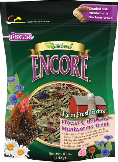Brown's Encore Natural Flowers Herbs Mealworms Treat, 5 oz