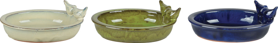 Esschert Design Ceramic Birdbath W/Birds, Assorted - Baths-Pedestal