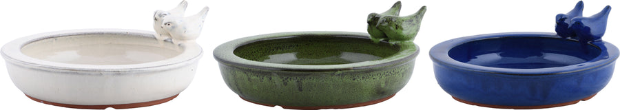 Esschert Design Ceramic Birdbath W/Birds, Assorted - Baths-Pedestal