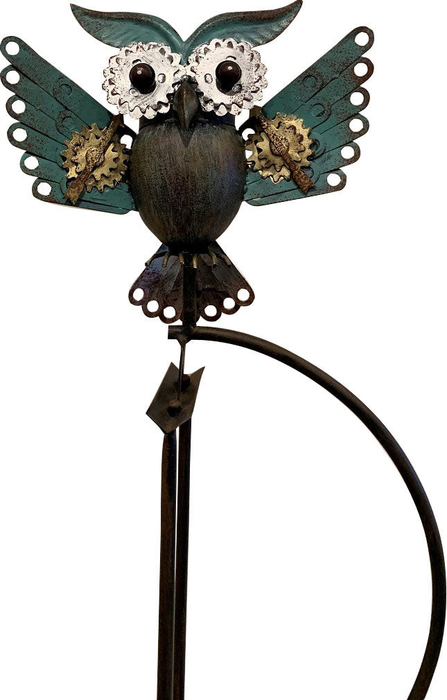 Esschert Design Metal Mechanical Owl Rocker - Statuary, Wind Spinners/Chimes