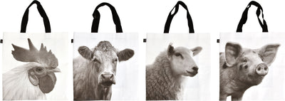 Esschert Design Farm Animal Shopping Bags Asst, White, 15.6x5.7x16 in - Storage and Toys