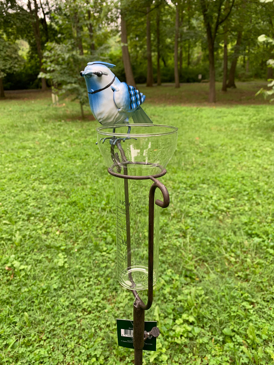 Esschert Design Blue Jay Rain Gauge w/ Stake - Thermometers Clocks Rain Gauge