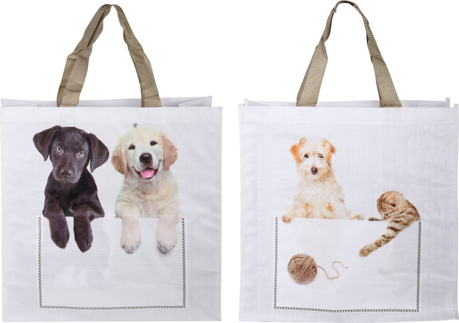Esschert Design Puppies & Kitten Shopping Bags, Assorted, 15.7x5.5x15.7 in - Storage and Toys
