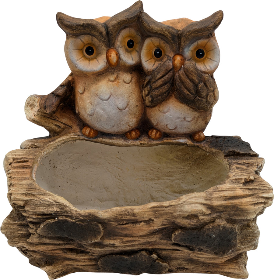 Esschert Design Faux Wood Double Owl Planter - Decorative Accessories