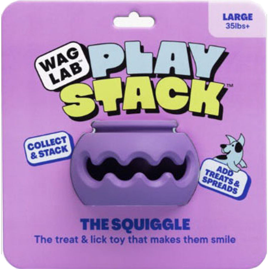 Waglab the Squiggle Play Stack for Dogs, Purple, LG - Interactive