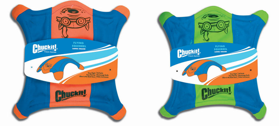 Chuckit! Flying Squirrel, Blue/Orange, LG - Frisbees