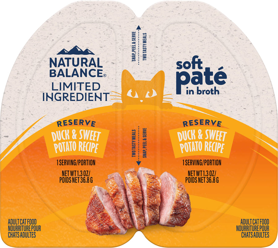 Natural Balance Nb Limited Ingredient Split Cup Cat Food, Duck, 2.6 oz - Canned