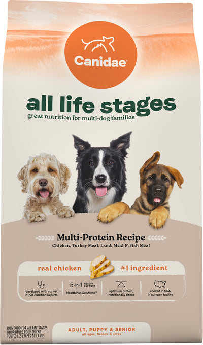 Canidae All Life Stages Multi-Protein Dog Food, Chicken/Turkey/Lamb, 27 lb - Pet