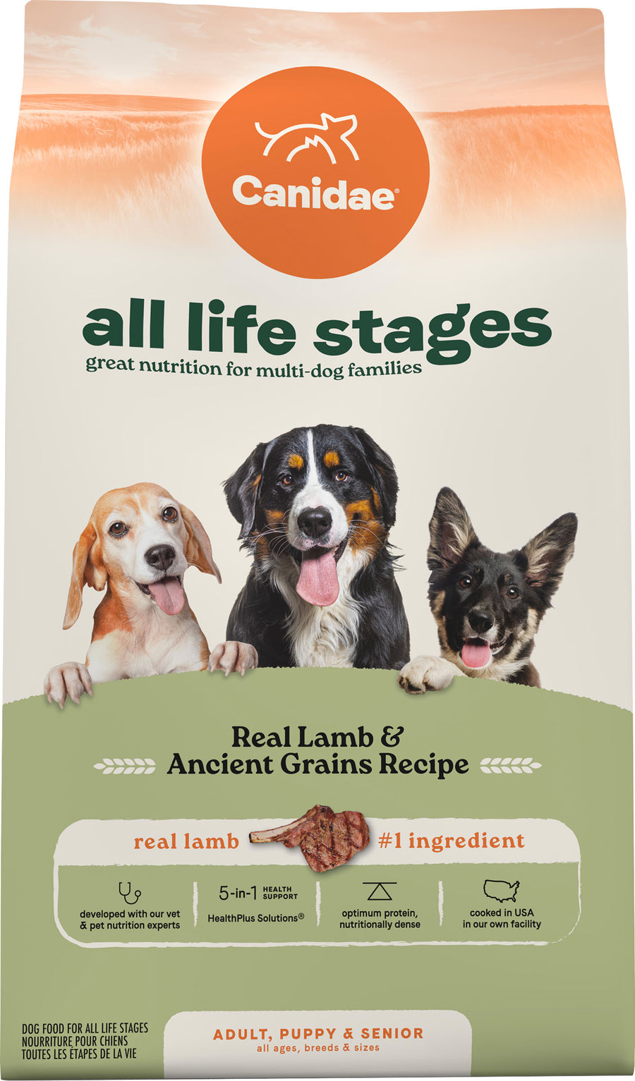 Canidae All Life Stages Premium Dog Food, Lamb/Ancient Grains, 5 lb - Dry
