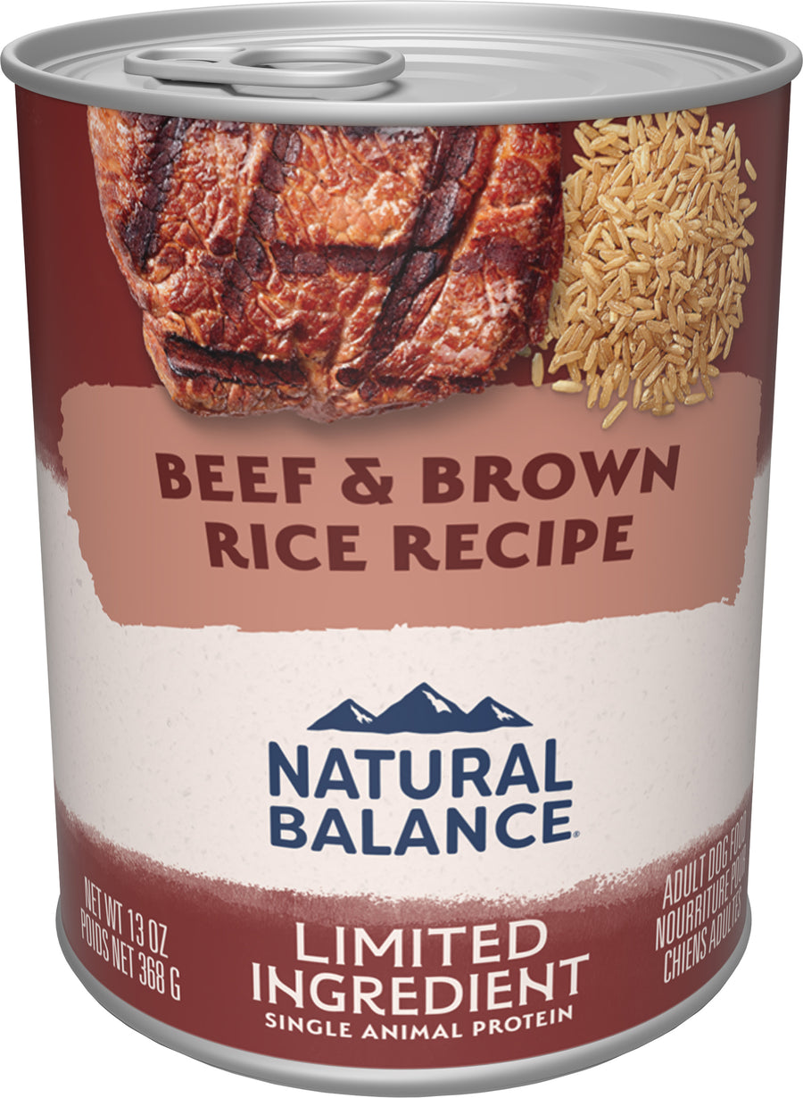 Natural Balance Nb Limited Ingredient Pate Canned Dog Food, Beef/Brown Rice, 13 oz