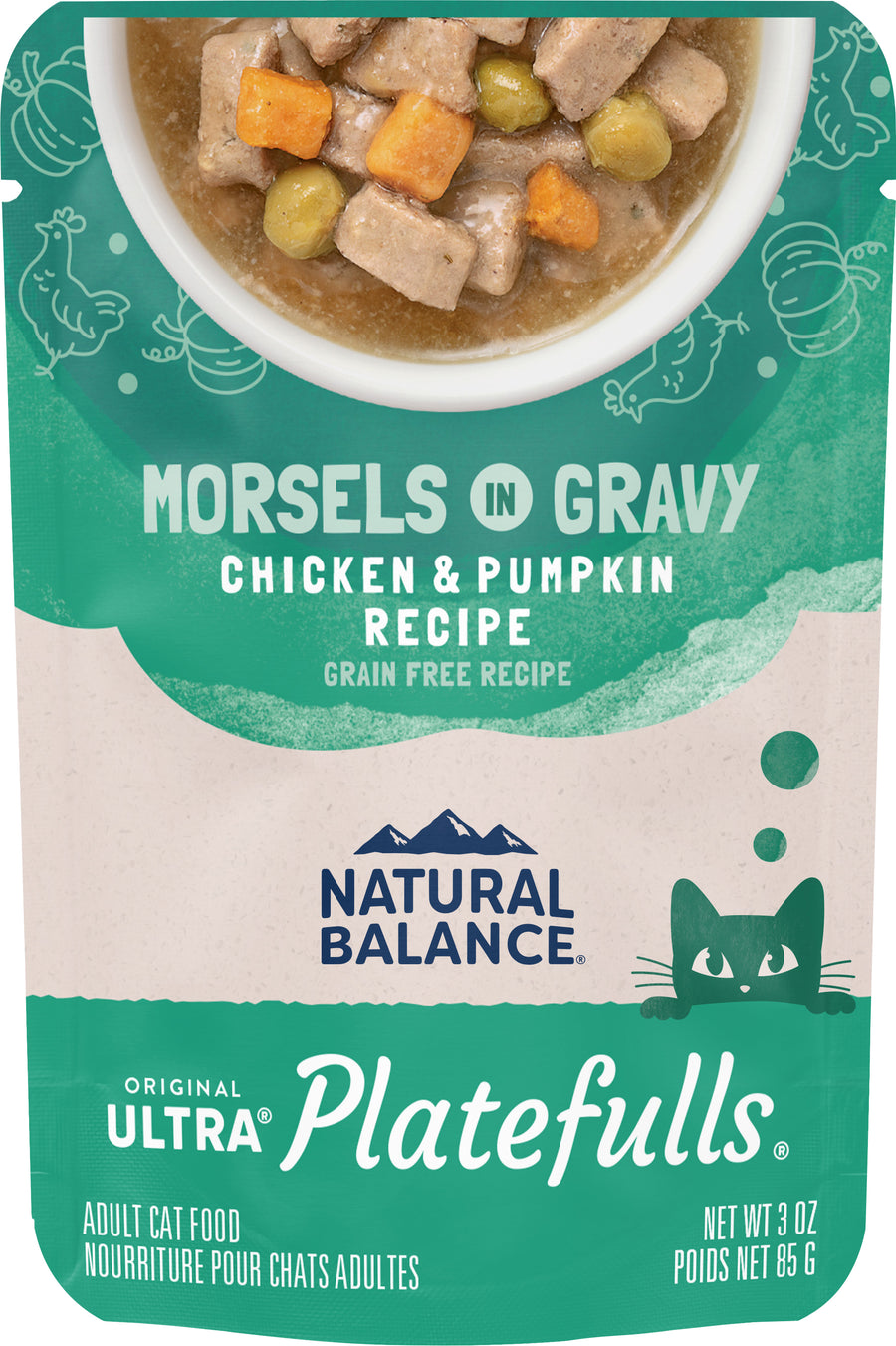 Natural Balance Nb Original Ultra Platefulls Wet Cat Food, Chicken/Pumpkin, 3 oz - Canned