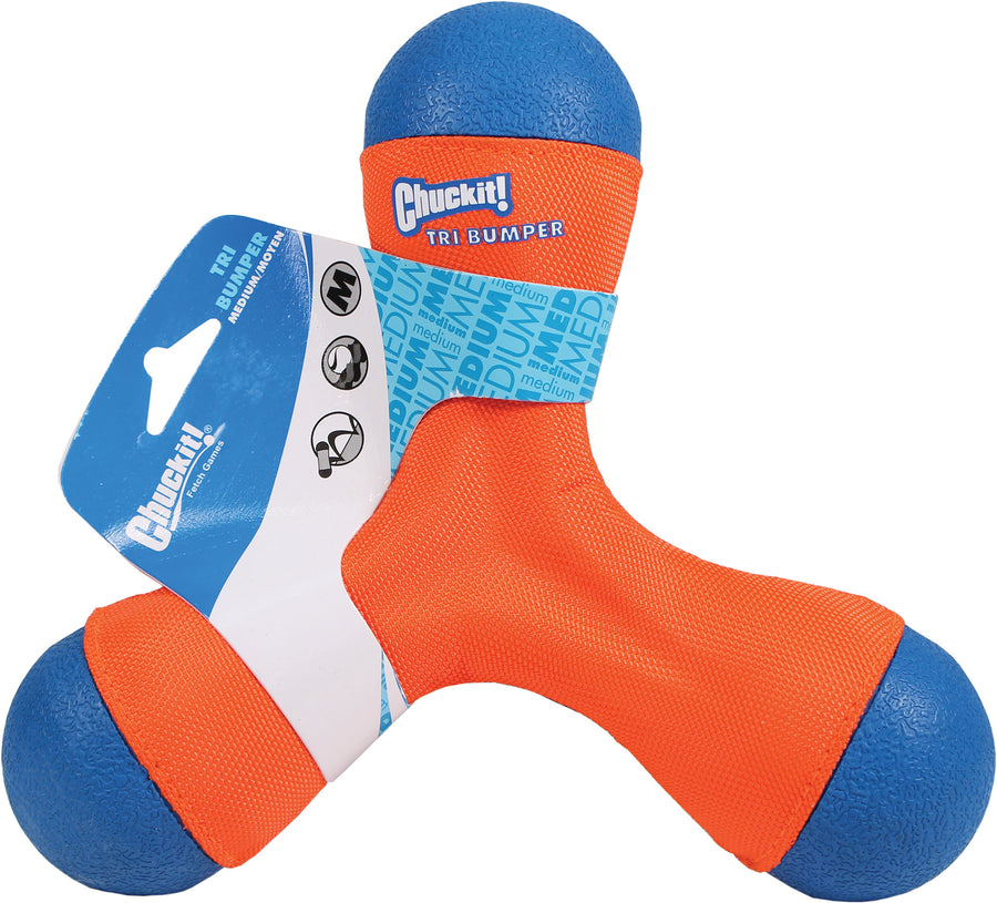Chuckit! Tri Bumper, Blue/Orange, MD - Rubber