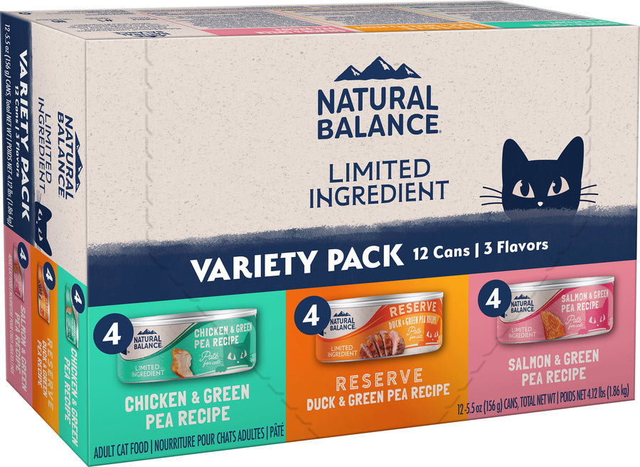 Natural Balance Nb Limited Ingredient Canned Cat Food Variety Pack, Chicken/Duck/Salmon, 5.5 oz-12 pk