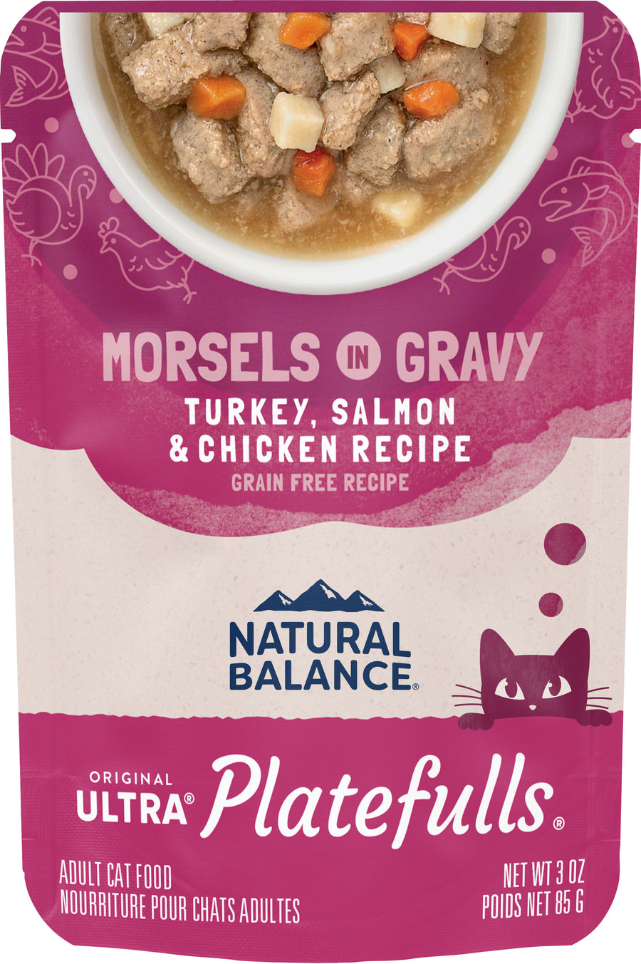 Natural Balance Nb Original Ultra Platefulls Wet Cat Food, Turkey/Salmon/Chicken, 3 oz - Canned
